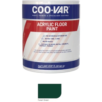 Image of Coo Var Acrylic Paint for Indoor and Outdoor Concrete Flooring Fast Drying Dark Green 2.5L