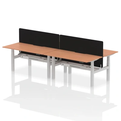 Image of Air B2B 1600x800 Adjustable 4P Bench Desk Scallop Beech/Silver +Screen