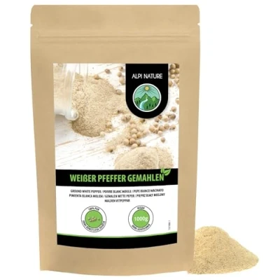 Image of Ground white pepper (1kg, 2.2lb), 100% natural pepper, of course without additives, vegan, peppercorns