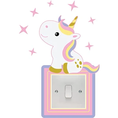 Image of Cute Unicorn &amp; Stars Light Switch Art Vinyl Wall Stickers Bedroom