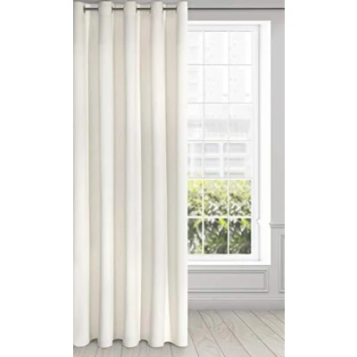 Image of Eurofirany Soft Plain Opaque Velvet Curtain with Eyelets 1 Unit, Thick Fluffy Panel Drape Classic Glamour Elegant Living Room Bedroom, Cream, W55&#039;&#039; x L98&#039;&#039;
