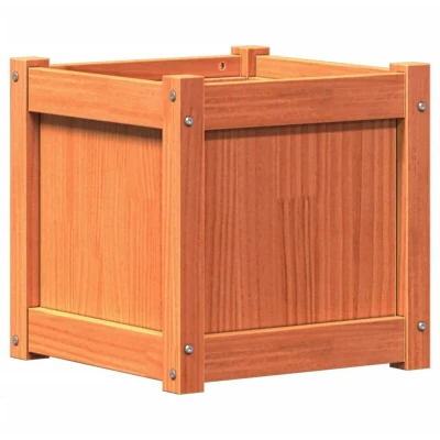 Image of vidaXL Solid Pine Wood Garden Planter for Outdoor Use Wooden Square Patios and Balconies Wax Brown 40x40x40 cm