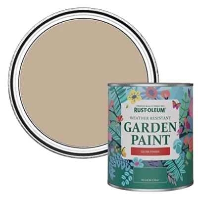 Image of Rust Oleum Brown Mould Resistant Garden Paint In Gloss Finish Salted Caramel 750ml Fence Paint, Shed
