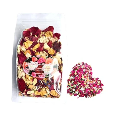 Image of Natural Biodegradable Dried Rose Petals 1.75oz/50g Real Flower Confetti for Bath Spa Wedding DIY Crafts (Multicolor)