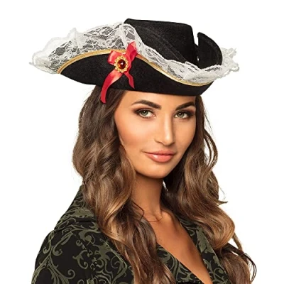 Image of Boland 81928 Adult Hat Pirate Stacey, Accessory, Fancy Dress, Carnival