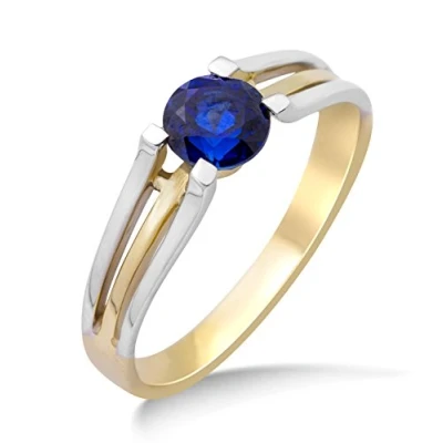 Image of Miore Ladies&#039; 0.65 carat Gemstone Engagement Rings, 9ct Two Tone Gold Ring with Blue Sapphire Gem, Solid Ring, Wedding Delivered Jewellery box