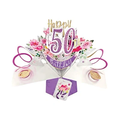Image of Flowers 50th Birthday Pop Up Greeting Card Original Second Nature 3D