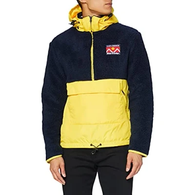 Image of Kings of Indigo Men&#039;s Kazan Jacket, Yellow (Yellow Navy Sherpa 7703), Large