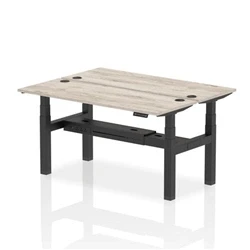 Image of Air B2B 1600x600mm Height Adjustable 2P Bench Desk CP Grey Oak/Black