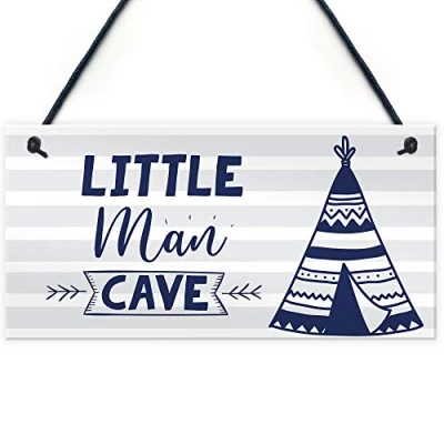 Image of RED OCEAN Little Man Cave Sign For Boys Bedroom, Bedroom Wall Art, Door