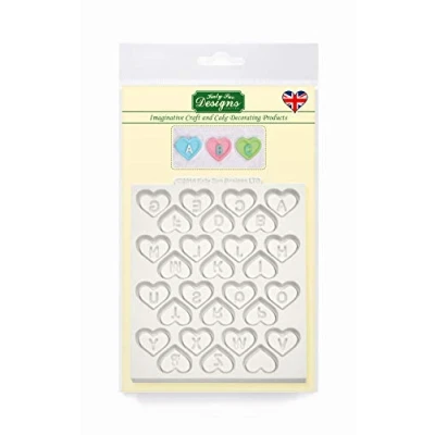 Image of Katy Sue Designs DM0023 Love Heart Alphabet Design Mat Silicone Mould for Cake Decorating, Crafts, Cupcakes, Sugarcraft, Candies, Chocolate, Card Making and Clay, Food Safe Approved, Made in The UK