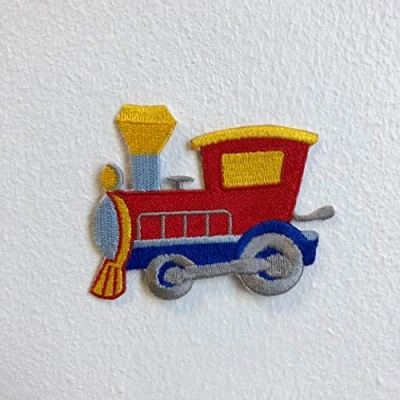 Image of Train Engine Kids Play Toy Iron Sew on Embroidered Patch