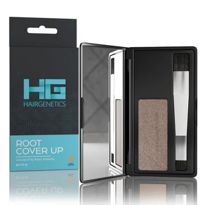 Image of Hair Genetics Root Cover Up Hide Your Grey Hairs Roots NEW Mineral Powder, Quick and Easy Professional Natural looking Results Touch Powder Define Fill in Eyebrows (Light Brown)…