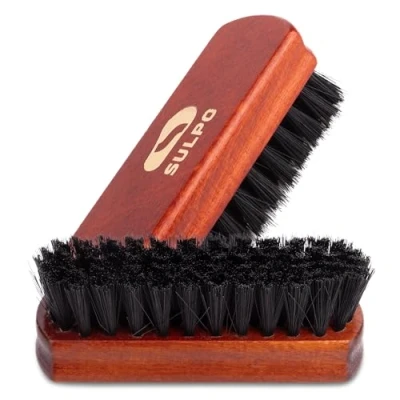 Image of SULPO Shoe Brush Length 12 cm Cleaning Sets Leather Dirt Soft Bristles Black Polishing Set of 2 Care