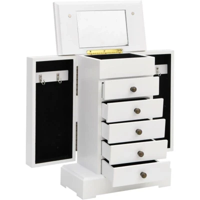 Image of vidaXL Jewellry Case with Mirror MDF 25x13.5x34 cm