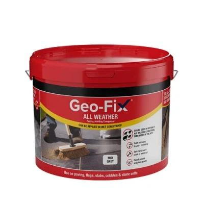 Image of Geo Fix All Weather Ready Mixed Jointing Patio Paving Compound Grout Colour 14kg Easy Pointing Mortar Joint Filler for Dry and Wet Conditions (Mid Grey)