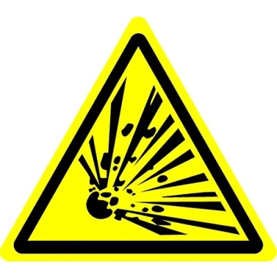 Image of ISO Safety Sign Warning Explosive Material Symbol Self Adhesive Sticker 100mm x