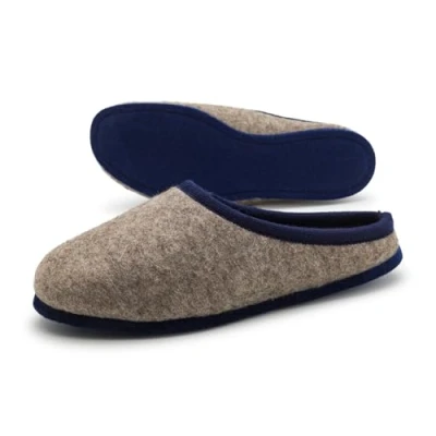 Image of Pantoffelmann Organic Wool Felt Slippers with Sole I Cosy Warm Breathable Men &amp; Women Thick Outsole, gray, 9.5 UK