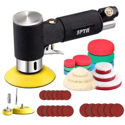 Image of SPTA Air Sander Polisher, 25mm/50mm/80mm Random Orbit Polisher Sets with Polishing Pads &amp; Buffing for Car Detailing