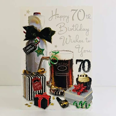 Image of Jonny Javelin Male Age 70 70th Birthday Wishes To You Card Ale Tankard Cupcake Presents