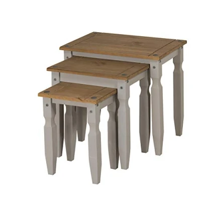 Image of Mercers Furniture Trade Corona Grey Wax Piccolo Nest of Tables