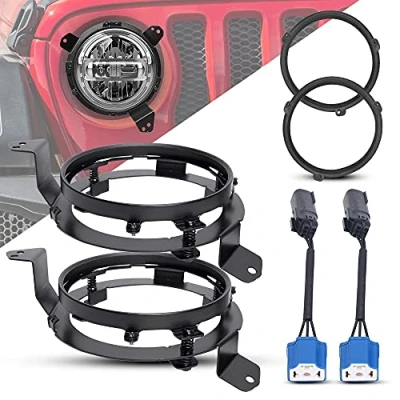 Image of SPl Multi functional All directional Adjustment Left &amp; Right Headlight Mounting Brackets Special For 2018 Jeep Wrangler JL