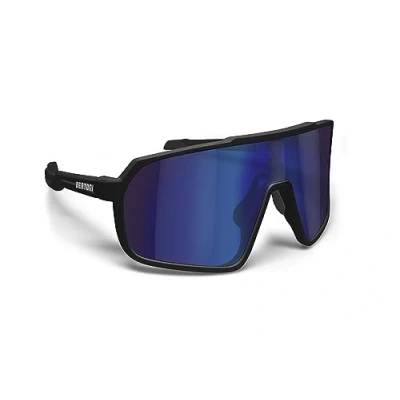 Image of BERTONI Sport Cycling MTB Running Sunglasses for Men Women in TR90 100% UV Block mod. GEMINI (Matt Black/Shiny Black Blue Mirror Lens)
