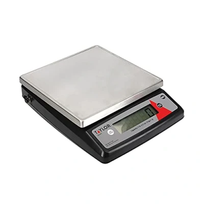 Image of Taylor Digital Kitchen Scales, Commercial Quality Accurate Food Scale with Tare Function in Gift Box, Stainless Steel, 5kg Weighing Capacity, Black