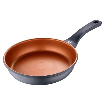 Image of San Ignacio Bronze Collection Nonstick Frying Pan (20cm) Cast Aluminium Cooking Sauté &amp; Omelette Eggs Skillet with Soft Touch Handles Multi Layer Non Stick Coating Metal Utensil Safe