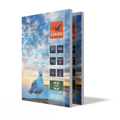 Image of BLUE SWAN A4 Inkjet Photo Paper, 200gsm, Double Sided Glossy, Quick Dry &amp; Scratch Resistant, 100 Sheets High Resolution, Vivid Color Printing for Photos, Flyers, and Presentations
