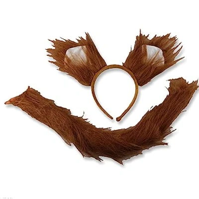 Image of Lizzy ANIMAL EARS BOW TAIL SET Costume Accessory Fancy Dress Party Kids Adults Headband (Fox Set)