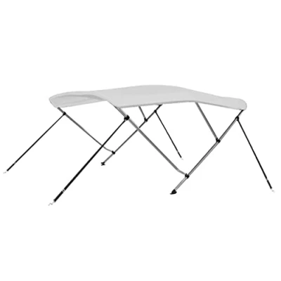 Image of vidaXL 3 Bow Bimini Top Weather Resistant Boat Canopy Adjustable Aluminium Frame 100% Polyester with UV Protection White 183x180x137 cm