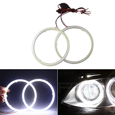 Image of Qasim 1 Pair White 120MM 93SMD COB Led Halo Ring Angel Eyes Headlight Warning Light with lampshade Cover 12V 24V