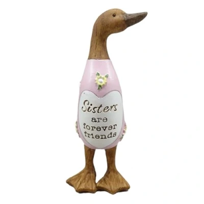 Image of Shudehill Giftware Daisy Message Wooden Duck Ornament Gift Family, Friends, Auntie, Daughter, Sister, Grandma, Nan or Mum Messages (Sister)