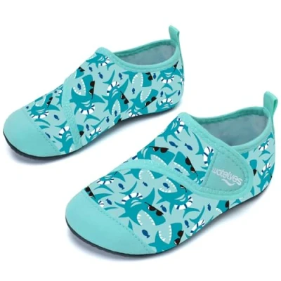 Image of Swim Water Shoes Boys Kids Toddlers Baby Beach Aqua Pool Swimming Socks River Sea Sand Footwear(Shark Green 22/23)