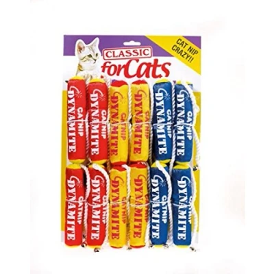 Image of Classic Pet Products Catnip Dynamite, Blue/White/Yellow