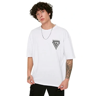 Image of Trendyol Man Menswear Oversize Basic Crew Neck Knit T Shirt Weiß