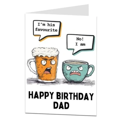 Image of LimaLima Dad Birthday Card Funny Tea &amp; Beer Arguing Design From Son Or Daughter