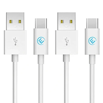 Image of EVOMIND USB Type C Cable [2x1M] Fast Charging 3A and Data Sync Charger Compatible for Samsung Galaxy S23/ S22/ S21/ S20/ S10/ Note 20/10/9, PS5/Xbox X/S Controller, etc. 2x1M White
