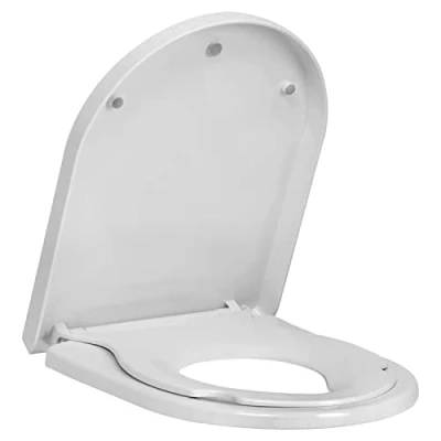 Image of ECOSPA Family Toilet Seat D Shap with Removable Child Seat, Soft Close Quick Release, Easy Top &amp; Bottom Mounting Adjustable Hinges in White