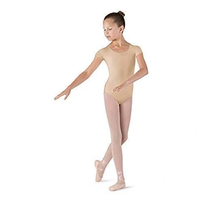 Image of Bloch Dance Girls Dujour Microlux Short Sleeve Leotard, Sand, 8 10