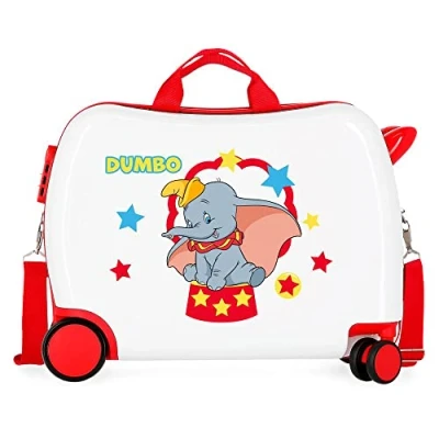 Image of Disney Dumbo Children&#039;s Suitcase, White, 50 x 39 20 cm, Hard Plastic, Side Combination Lock, 34 litres, 1.8 kg, 4 Wheels