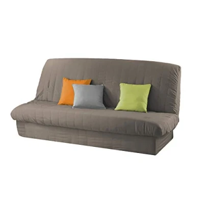 Image of DOUCEUR D&#039;INTERIEUR Click CLACK Cover Quilted +Base Band Plain Polyester Essentiel Taupe, Brown/Grey