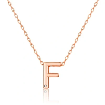 Image of Philip Jones Rose Gold Plated Initial Necklaces A to Z Created with Zircondia® Crystals (F)