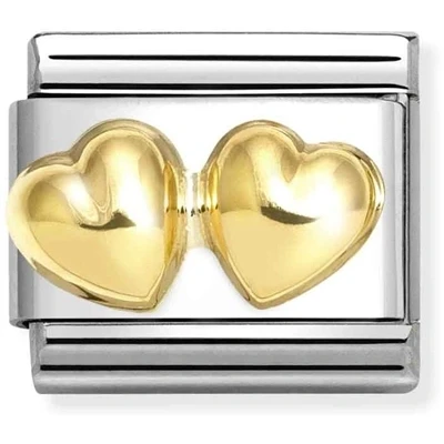 Image of Nomination Gold Double Hearts Charm