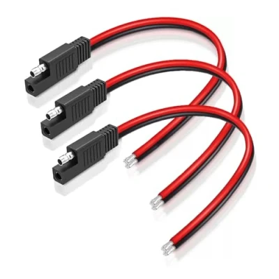 Image of Taikuwu 3 Pack 30cm 14AWG SAE Connector Cable. 2 Pin Single Plug Quick Disconnect Car Extension Cable for Motorcycles, Cars, Tractors