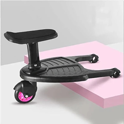 Image of Buggy Board with Seat, SOZA Stroller Auxiliary Pedal Portable Kiddy Boards Standing Board, Second Children Sitting Seat Accessory, for 3 7 Years Old Under 25KG (Pink), 13.65&#039;&#039;*10.14&#039;&#039;