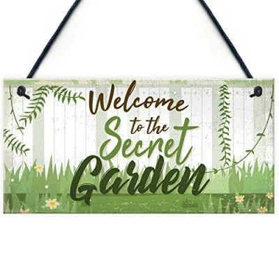 Image of RED OCEAN Welcome To The Secret Garden Hanging Plaque Shed SummerHouse Sign Gifts For Her