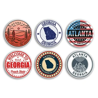 Image of 6 x 10cm Georgia Vinyl Stickers Atlanta US State America Travel Map Flag Holiday Luggage Design Gift #78831