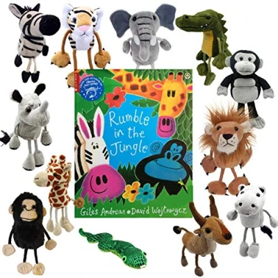 Image of Rumble In The Jungle Book and Finger Puppets Set